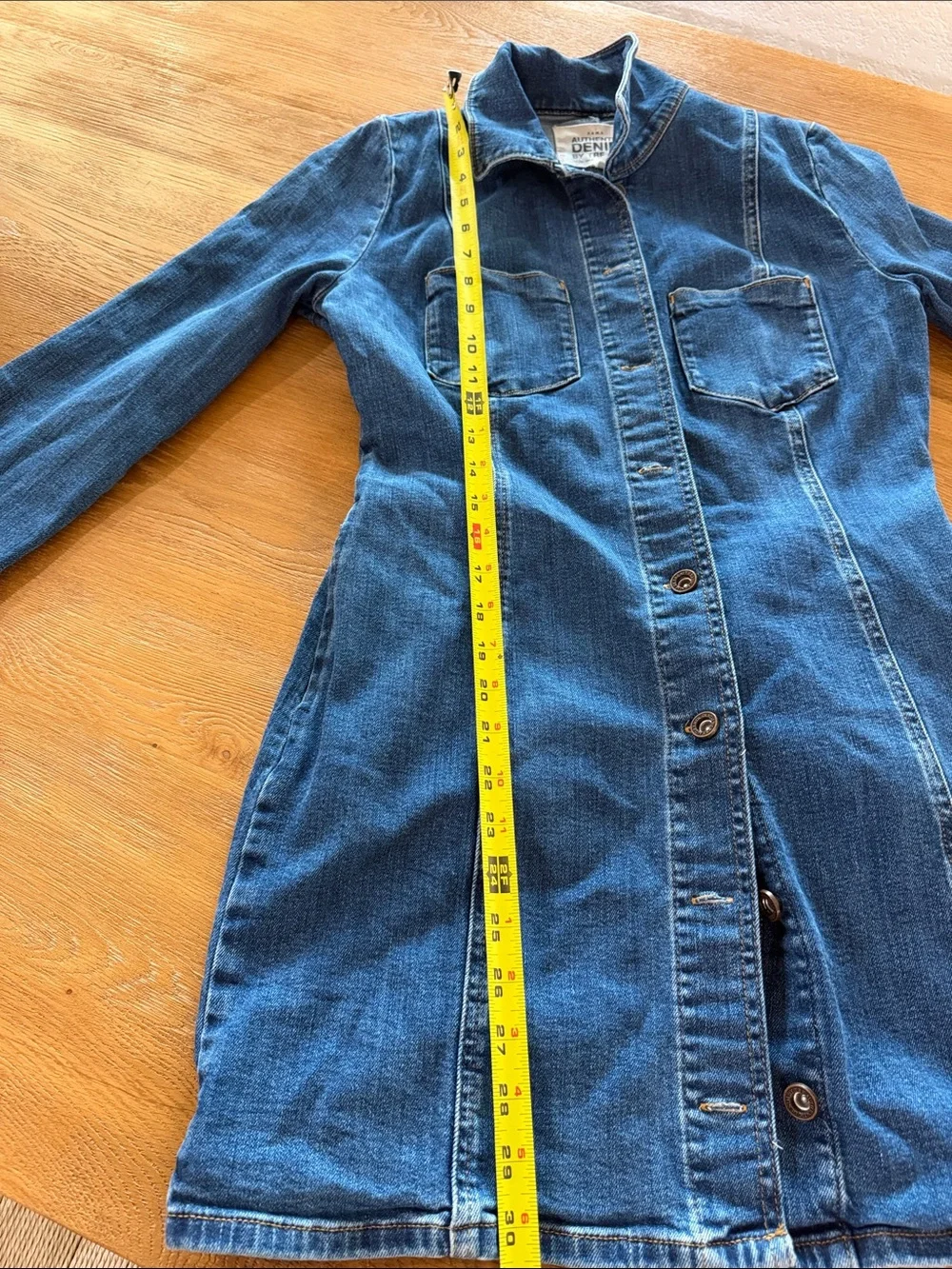 Zara Dark Blue Denim Button-Front Shirt Dress Size Small Cotton - Picture 7 of 12